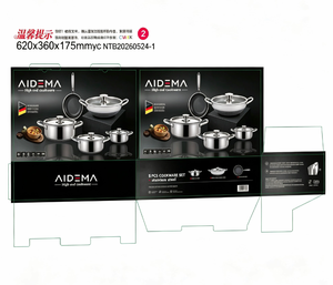 Juego de utensilios de cocina antiadherentes de acero inoxidable triple 304/316 con diseño de panal, nuevo, que incluye ollas, sartenes, cacerola y bandeja para pizza. - Product Image 4