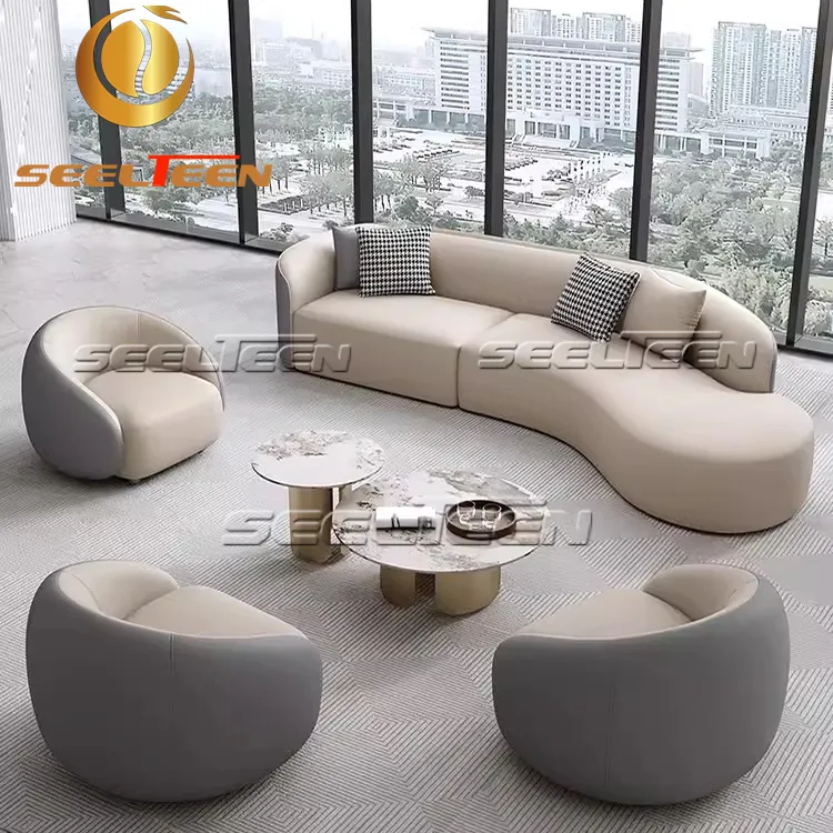 Hotel Furniture Warm And Comfortable Genuine Leather Furniture Set Sofa Living Room