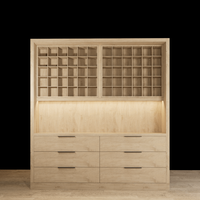 Mobilier de salon : Comptoir miroir de bar couleur personnalisée pour salon de coiffure et de beauté, en bois brun, avec design 3D, fabriqué par un fabricant spécialisé.