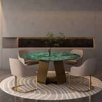 Meubles de salle à manger italiens de luxe, chaises, table ronde en marbre vert, ensemble de table à manger 4 à 6 places, luxe moderne