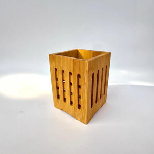 حامل عيدان الطعام من الخيزران مربع الشكل للبيع المباشر من المصنع، حامل عيدان الطعام المجوف لتصريف المياه وتخزين أدوات المائدة - Product Image 6