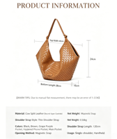 Sac à bandoulière pour femme en cuir véritable rétro à la mode, grand format, tissé, souple, sac à main décontracté de luxe pour le bureau et le week-end
