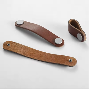 Europese stijl messing handvat van echt rundleer voor keuken en hotel, voor kledingkastdeur, lade, schoenenkastknop - Product Image 2