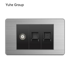 Prise murale universelle en aluminium brossé série 118, standard RJ45 RJ11, pour TV, LAN, satellite, ordinateur, prise et fiche avancées - Product Image 6