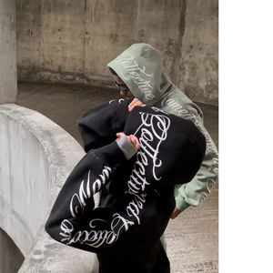 Sweat à capuche demi-zip HD2041 en molleton lourd de qualité supérieure, uni, teint, style gothique, color block, 330g, personnalisable - Product Image 4