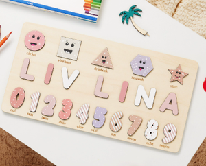 NovaCross Nouveau <span class=keywords><strong>puzzle</strong></span> <span class=keywords><strong>en</strong></span> <span class=keywords><strong>bois</strong></span> multifonctionnel éducatif pour enfants, personnalisable avec un nom, cadeau de premier anniversaire pour bébé, respectueux de l'environnement - Product Image 3