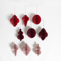 Boules de Noël en papier, décoration de boule de Noël 3D, ornement de Noël en nid d'abeille, décoration de Noël en papier de soie