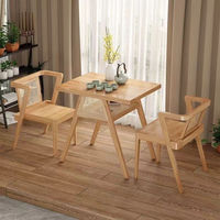 Ensemble de salle à manger 3 pièces en bois massif de style nordique pour l'hiver, table et chaises modernes à dossier à lattes, mobilier de salle à manger intérieur