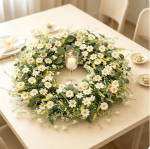 Corona de Eucalipto y Margaritas al por Mayor, Decoración Floral Colgante para Puerta Principal, Jardín, Boda, Despedida de Soltera, Fuga de Novios, Decoración para Fiestas en Casa - Product Image 3