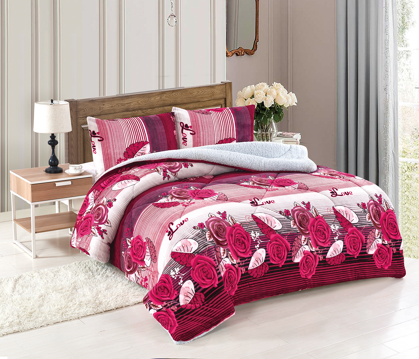 Couverture fourrure de coton confortable, plaid de luxe en flanelle, imprimé, ensembles couette pour lit d'hiver