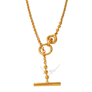 Cadena de suéter dorada con colgante de borla, diseño geométrico, aleación de zinc, collar de varias capas para uso en moda. - Product Image 5