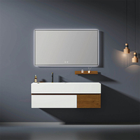 Meubles de salle de bain modernes, meuble-lavabo mural en bois imperméable, double vasque, armoires de salle de bain
