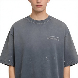 เสื้อยืดคอตตอนแท้ 100% หนัก 260 กรัม สไตล์วินเทจ ลุคทำเก่า ขอบรุ่ย ขาดๆ แบบโอเวอร์ไซส์ สตรีทแวร์ - Product Image 2