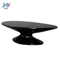 Table basse moderne artistique en fibre de verre noire, écologique, réglable en hauteur, portable et convertible pour salon