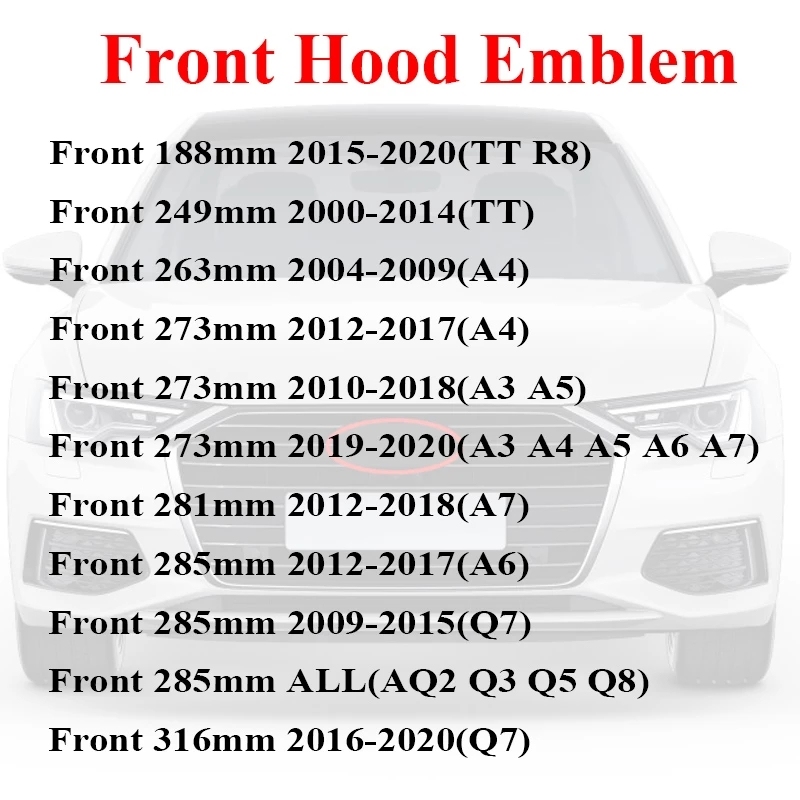 192mm 273mm 3D ABS Car Hood Trunk Badge Front Rear Emblem for Audi A4 B8 A3 A5 A6 A7 A8 Q3 Q5 Q7 TT 192mm 273mm 3D ABS Car Hood Trunk Badge Front Rear Emblem for Audi A4 B8 A3 A5 A6 A7 A8 Q3 Q5 Q7 TT