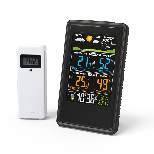 Wireless Weather Station Outdoor Temperature Humidity Monitor Color Display Plastic Material WiFi Communication OEM ODM