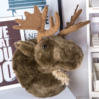 Jouet de tête de cerf en peluche, poupées murales suspendues, accessoires de Style nordique, Animal en peluche, décor mural de tête d'orignal
