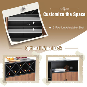 DB industriel moderne buffet armoire amovible casier à vin et porte-verre pour la maison Bar salon ou meubles de ferme - Product Image 2