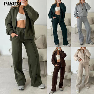 PASUXI Set <span class=keywords><strong>Streetwear</strong></span> Personalizzati da <span class=keywords><strong>Donna</strong></span> Felpa con Cappuccio e Zip e Pantaloni della Tuta Completo Due Pezzi <span class=keywords><strong>Abbigliamento</strong></span> <span class=keywords><strong>Donna</strong></span> Set da Allenamento Completo Sportivo - Product Image 2