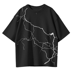 Camiseta Negra de Corte Regular para Hombre, con Serigrafía Blanca, Manga Corta, Cuello Alto, Estilo Formal y Urbano, Personalizada - Product Image 1