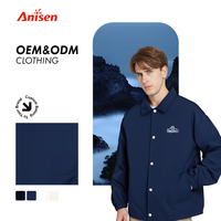 Veste Coupe-Vent d'Entraîneur Unisexe Personnalisée, Boutons Pression, Simple Boutonnage, Décontractée, Unie et Légère