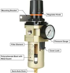 Alitair 1/2 inch nén lọc điều chỉnh kết hợp, Máy nén khí nước dầu bẫy tách với đồng hồ đo áp suất bán tự động cống - Product Image 4