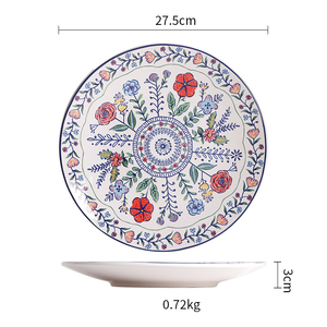 Assiettes de fête plates en céramique de 9 pouces, pigmentées et jetables, avec logo personnalisé, motif végétal de style européen et américain - Product Image 6