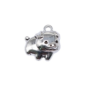 Amuleto de Cerdito Gordito 14x13mm 3D de Aleación de Zinc Plateado Antiguo para Decoración de Sobres Rojos del Año Nuevo Lunar - Product Image 3