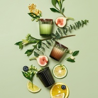 Ensemble de 3 bougies parfumées en verre, bougies en cire de soja parfumées avec couvercles, pour cadeau, rendez-vous galant, célébration, maison