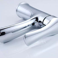 Robinet de salle de bain moderne en chrome noir et zinc, 1 poignée, eau froide, montage sur comptoir, certifié ISO9001.CE, cartouche en laiton, garantie 1 an