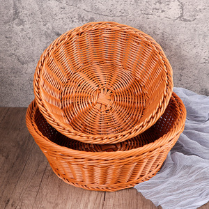 Cesta Redonda de Plástico Tejido Imitación Ratán para Cocina, Almacenamiento de Frutas y Verduras, Lavado y Escurrido, Ecológica, para el Hogar y Aperitivos - Product Image 1