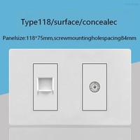Interrupteur mural et prise 2 voies à écran tactile moderne et durable en matériau PC pour téléviseur et ordinateur, idéal pour la maison, le bureau et les hôtels