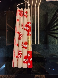 Festive Candy Cane Christmas Taper <b>Candle</b> <b>Set</b> 4 Paraffin Soy Wax Lavender Fragrance Smokeless Wedding Halloween Birthdays - Product Image 3