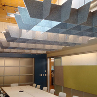 Panneaux acoustiques de plafond en fibre de polyester, insonorisants, ignifuges, imperméables, NRC 0.9 pour salles de conférence, restaurants