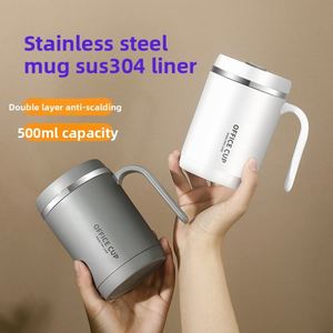 Creative 316 Stainless Steel Mug <b>Large</b> Capacity Office Coffee Cup with Lid Double Layer Insulated Water Cup <b>Gift</b> Cup - Product Image 4