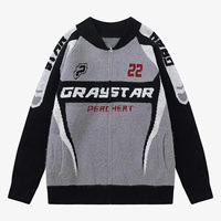 Pull Jacquard Personnalisé Hiver Tricots Fermeture Éclair Pulls Pour Hommes Design Survêtement Vintage Racing Veste Pull Tricot Hommes Sueter