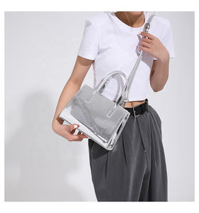 Sac fourre-tout personnalisé décoratif à fermeture éclair à une épaule Sacs à main portables en PU multicolores avec logo de niche au design laser - Product Image 5