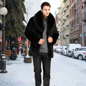 Cappotto Invernale da Uomo 2026 in Pelliccia Sintetica Nera, Caldo e Spesso, Taglie Forti, <span class=keywords><strong>Giacca</strong></span> alla Moda per Esterni, Prezzo di Fabbrica - Product Image 1