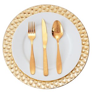 13 pouces en <span class=keywords><strong>plastique</strong></span> chargeur plaques décoration de mariage mélamine assiettes or cuivre maison hôtel Restaurant chargeur plaques mariage - Product Image 2