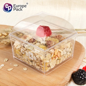 Food grade BPA libero 140ml piazza torta mousse di plastica da dessert scatola con coperchio - Product Image 4