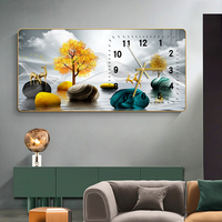 Nouvelle Horloge Murale Moderne Populaire avec Peinture sur Cristal Encadrée pour Restaurant, Décoration Murale Artistique pour la Maison