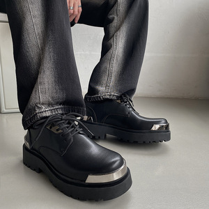 Chaussures décontractées en cuir véritable pour hommes, Derby avec semelle épaisse, respirantes et confortables QS111E97 - Product Image 5