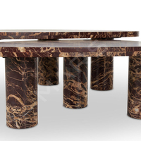 Base de piédestal de sphère de meubles de salon de marbre brun unique Table d'extrémité de thé centrale occasionnelle Table basse en marbre moderne de luxe