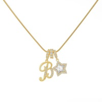 Collier personnalisé avec initiale en écriture cursive, charme étoile blanche en zircon, chaîne serpent plaquée or, cadeau pour filles, petite amie, anniversaire
