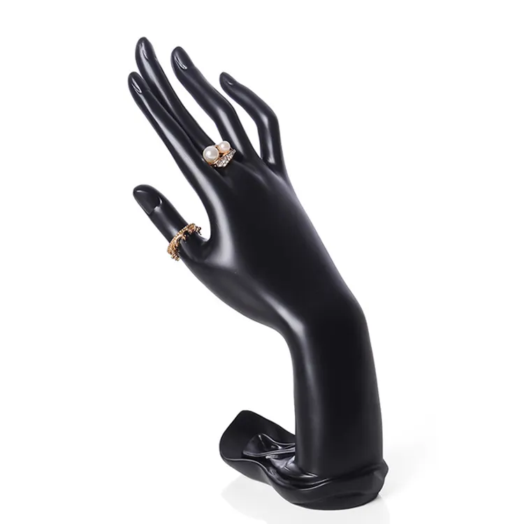Maniquí de mano negro de resina para mujer, joyería, anillos, pulsera, exhibición, nuevo estilo, venta al por mayor, 2022