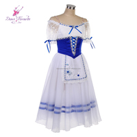 B25669 Tutu de ballet romantique bleu royal et blanc pour la variation de Giselle