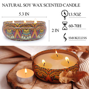 Vela perfumada sin humo para decoración del hogar, cera de soya con lata grande de tres mechas, para exterior e interior, venta al por mayor - Product Image 2