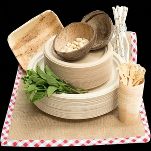Assiettes jetables écologiques compostables en feuilles de palmier, assiettes biodégradables pour mariage, fête, camping, événement en plein air, nourriture - Product Image 3