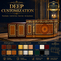 Comptoir de réception de luxe en bois massif français, armoire de bar classique avec feuille d'or pour la maison, l'hôtel, la villa, le hall d'entrée