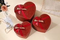 Caja de Regalo de Lujo con Diseño de Rosas en Relieve, Caja Roja Premium, Juego de 3 Piezas, Caja de Regalo Cosmética con Lazo de Cinta, Caja de Embalaje para Regalo